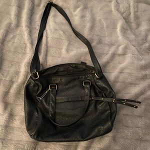 Black faux-leather purse, used ONCE